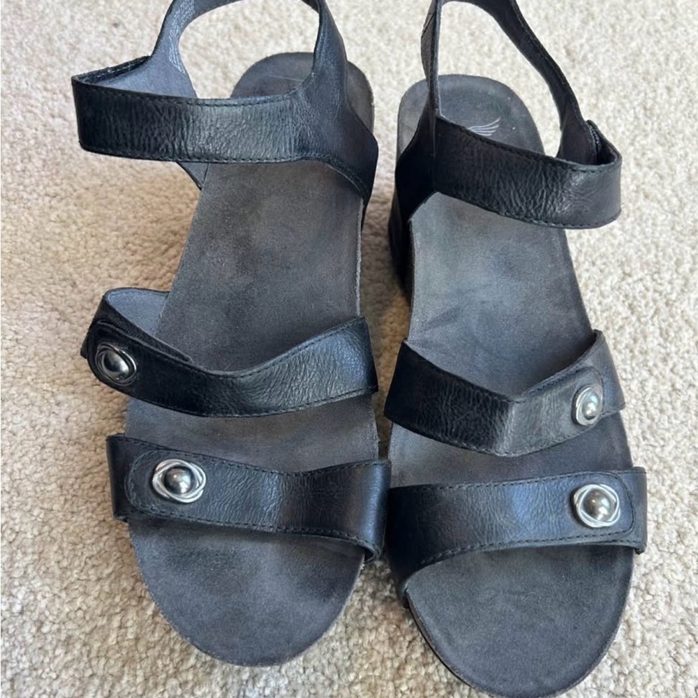 Dansko Black Leather Women's Sandals